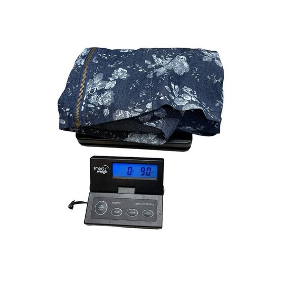 Papillon Denim Floral Mini Dress Full Zip Closure With Pockets Size M - Picture 6 of 6